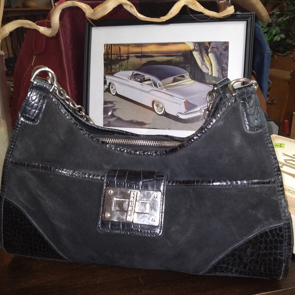 Lauren Ralph Lauren leather bag suede and gator.